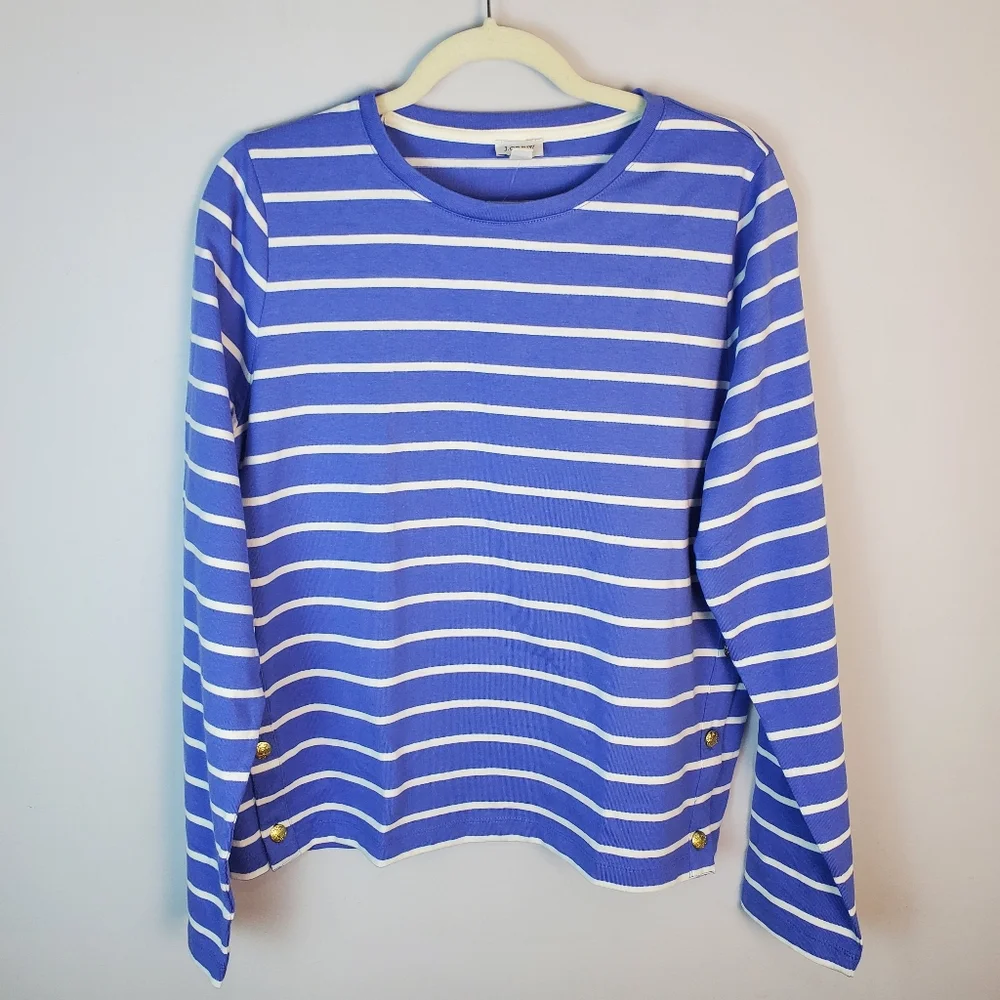 J. Crew Striped long-sleeve side-button Size Large Nwt